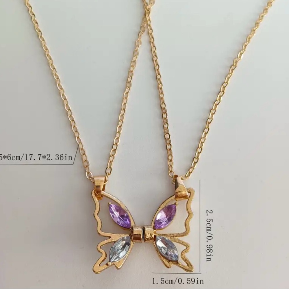 Set Of 2 Magnet Butterfly Necklaces
